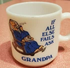 If All Else Fails Ask Grandpa Blue White Milk Glass Vintage Mug