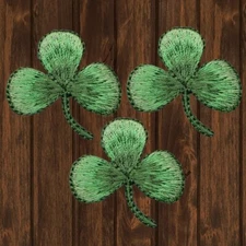 Shamrock Embroidered Patch, 2" — 3-Pack — Iron On