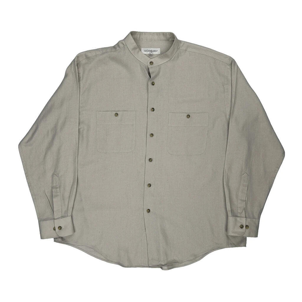 Camicia senza colletto Yves Saint Laurent XL cotone beige