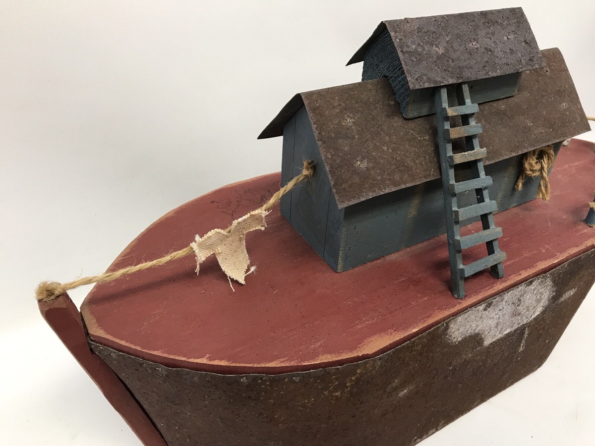 Vintage Millwood Toy Company Folk Art - Noah's Ark Ship, Signed