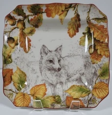 222 Fifth Birkhill Manor Orange Porcelain Dessert/Salad/Appetizer Square Plate