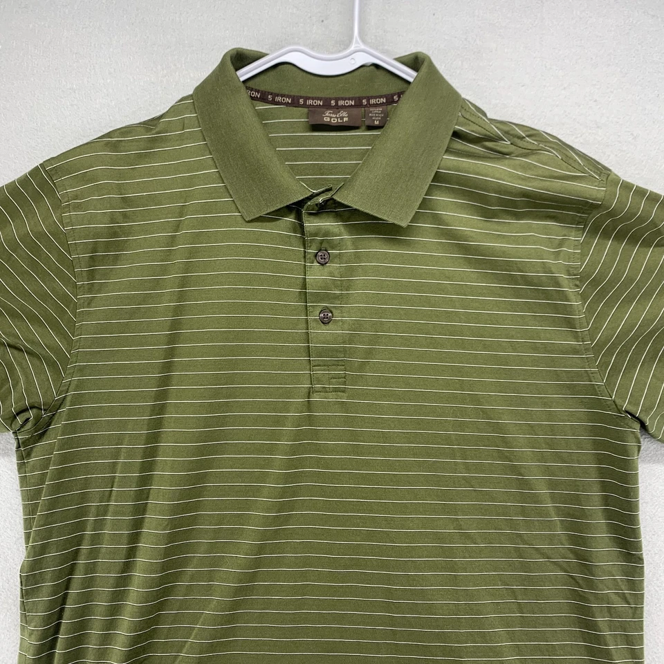 Tasso Ella Polo Shirt Mens Medium Green Golf Striped Short Sleeve Pima Cotton - Image 3 of 4