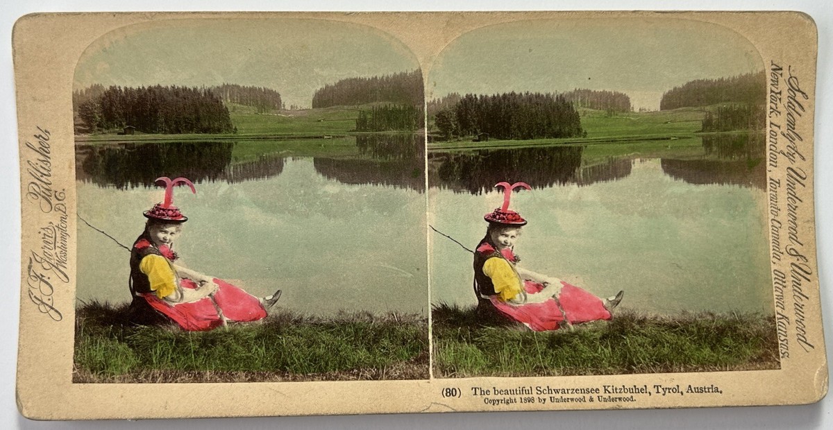 Österreich Tirol Schöne Farbige Frau 1898 Stereo Foto Vintage
