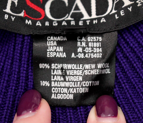 VTG Women's 80s 90s Colorful Escada Pom Pom Sweater Sz M/L 1980s 1990s Wool Knit - Picture 7 of 14