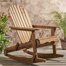 Vivian Outdoor Acacia Wood Adirondack Rocking Chair