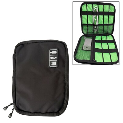 Portable Multi-functional Mobile Phone Data Cable Storage Bag Two-Way Zipper