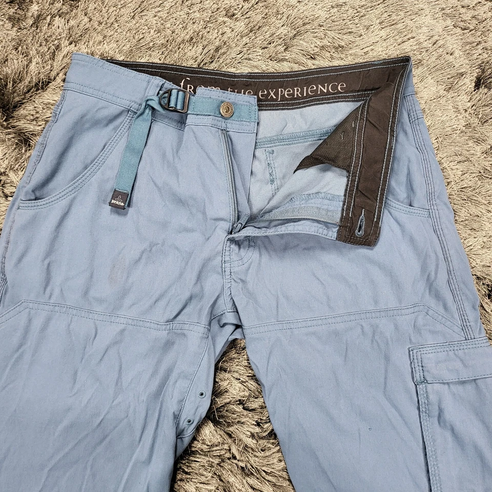 Pantalones Cortos Prana Para Hombre 30 Azul Corte Exterior Dobladillo Crudo Bolsillos de Carga Defecto de Escalada Foto 3 de 4