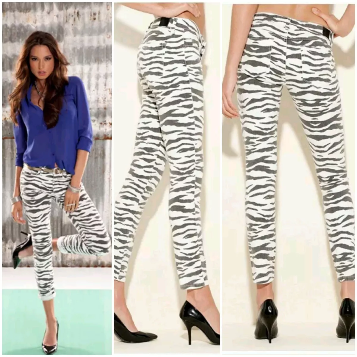 GUESS® Zebra print bootcut denim pant