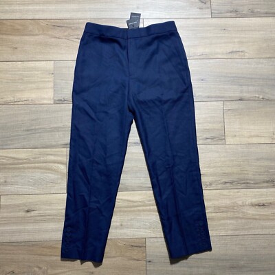 Club Monaco Women's Self Cover Button Pants Lined Tapered Leg Size 6 Navy Blue