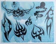 Tattoo Studio Shop Flash Single w/ Line Work Hearts, Thorns, Art 11" X 14" Print