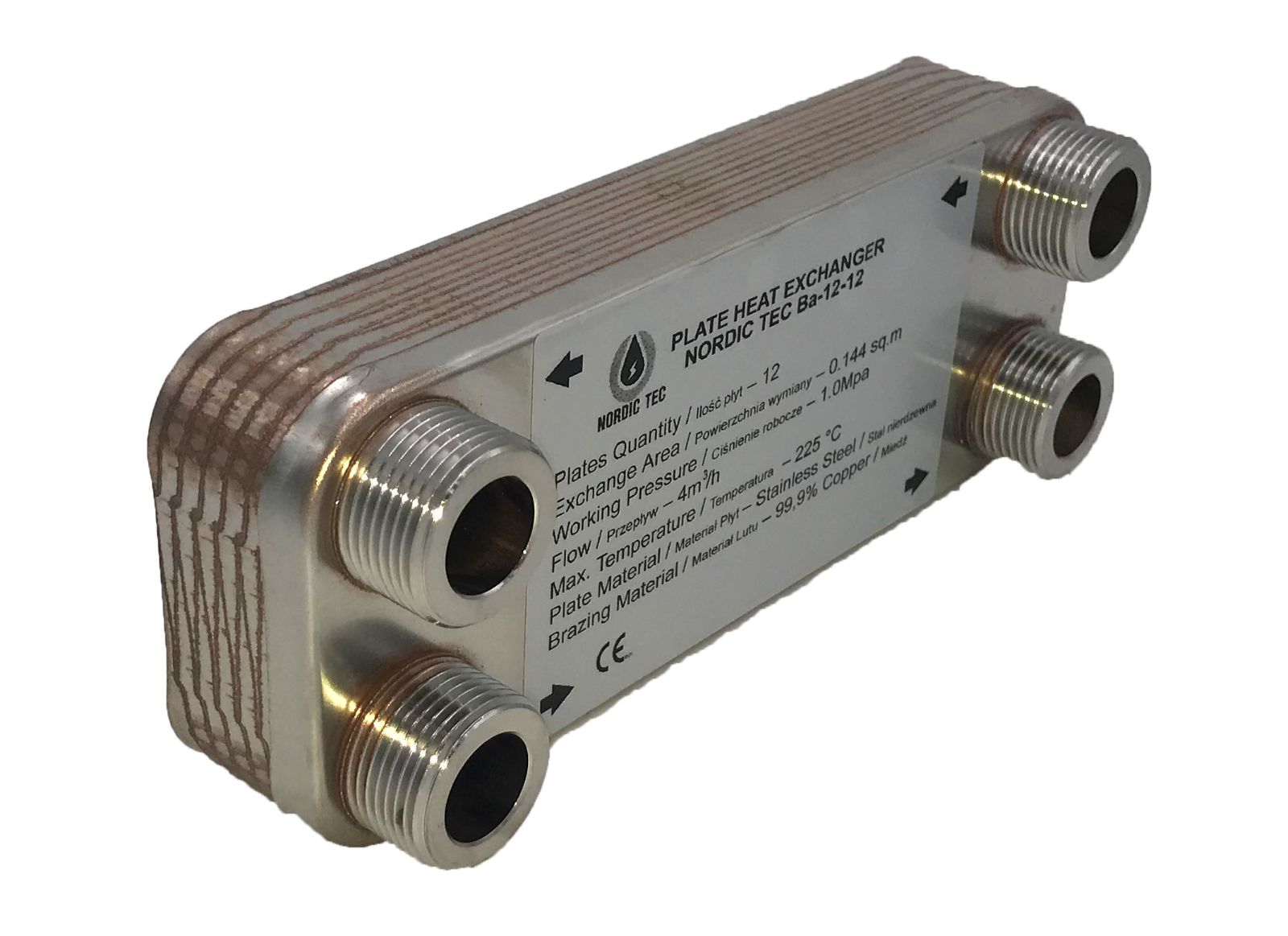 Nordic Tec Stainless Steel Plate Heat Exchanger 25kW 85kW Optional