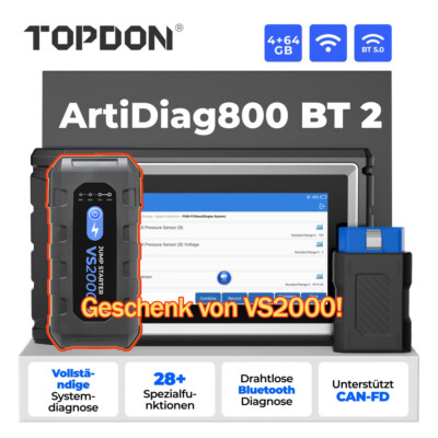  TOPDON AD800 BT 2 Profi KFZ Diagnosegerät Auto OBD2 Scanner ALLE SYSTEM CAN FD
