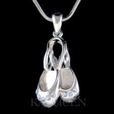 Blue BALLERINA Slippers made with Swarovski Crystal Ballet Dance Shoe Necklace