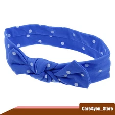 Polka Dot Bow Headband Cute Cotton Hair Band for Teenager Blue 7.7 Inch