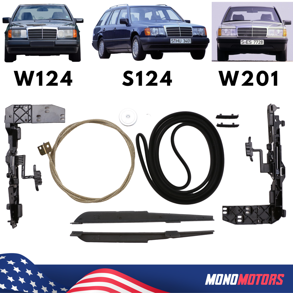 SUNROOF REPAIR KIT FOR MERCEDES W124 S124 W201 /Cable /Rubber Seal