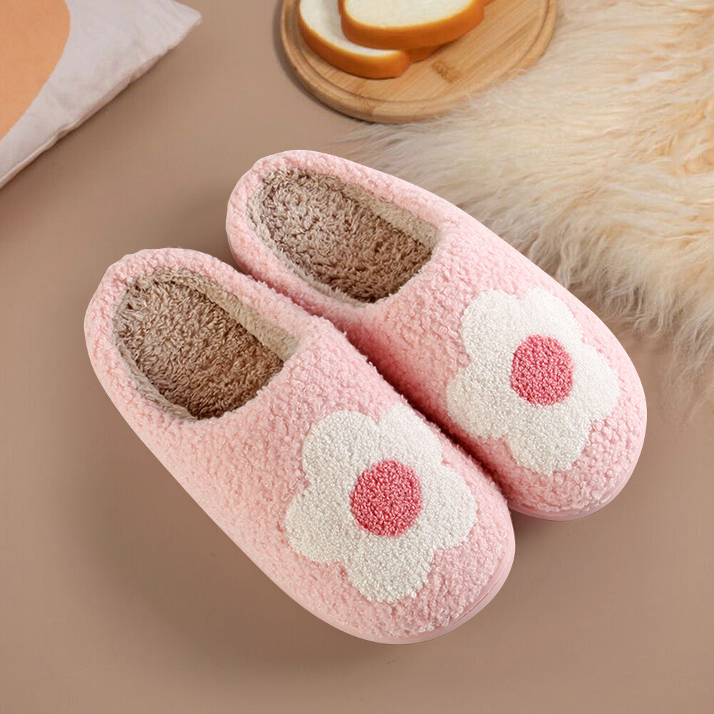 APL Pantofole con fiori in peluche punta chiusa ciabatte slip on scarpe da casa per camera da letto interna