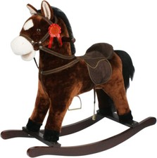 Cavallo a Dondolo con Suoni Animale Cavalcabile in Legno per Bambini Vintage