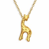925 Silber Kinder-Halskette Giraffe Gold Plattiert Schmuck Geschenk FüR MäDchen