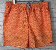 NWT CABANA LIFE Men  s Orange Fisher Island Swim Trunks Board Shorts Size Large