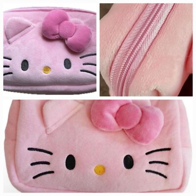 Hello Kitty Plüsch Kosmetik Make Up Reißverschluss Tasche perfektes Geschenk für alle Hello Kitty Fans