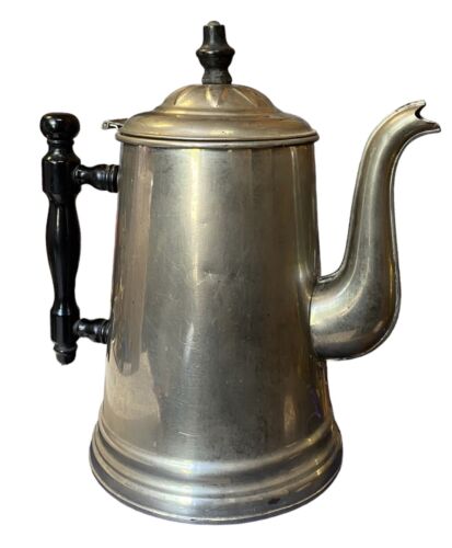 Silver Brass Farmhouse Coffee Pot Antique  - Afbeelding 1 van 2