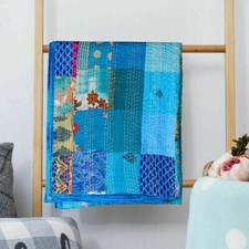 Quilted Patchwork Reversible Coverlet Summer Bedding Hippie Quilt kantha