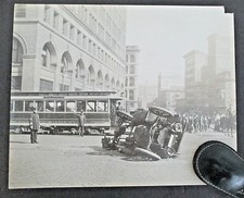 Vintage New York City Police Photo of Auto Accident with NYC Railway Car 