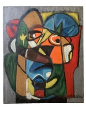 Middle 20thC Cubism Portrait in the Manner of Pablo PICASSO Oil Canvas