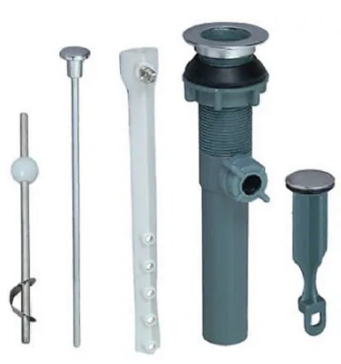 #ad Vanity Bathroom Sink Pop Up Stopper Drain Assembly Kit Chrome Plastic 1.25” Diam $8.49