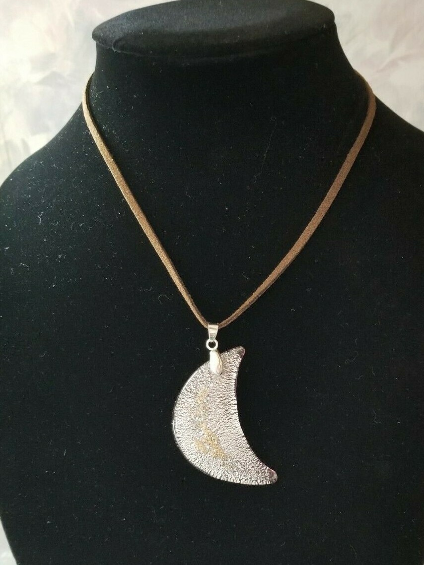 ネックレス・ペンダント moon 18 K Gold Plated Decorhic Glass Moon Shape Pendant 16