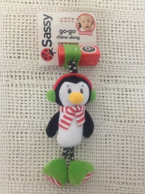 NEW Sassy Go-go Chime Along Hanging Gym Crib Baby Toy Christmas Penguin