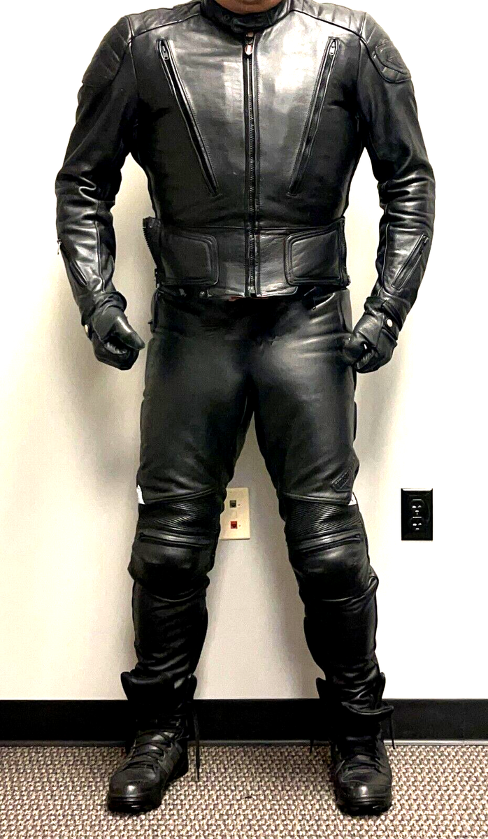 Firstgear V Pilot Black Leather Suit Jacket 44 Pants 32 | eBay