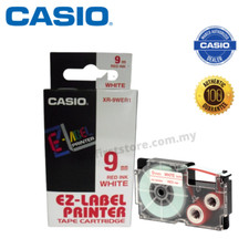 Genuine Casio XR-9WER1 9mm Red On White EZ-Label Printer Tape Cartridge