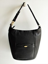 Tahari Black Pebbled Leather Large Convertible Shoulder Bag Cross Body Bag-euc