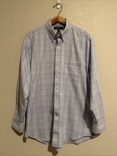 NEW Crown  Ivy Men's Classic Fit Dress Shirt Blue Plaid Preppy 16 16.5 32 33 L