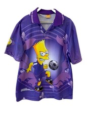 Vtg 1999 The Simpsons Bart Soccer Jersey Polo Shirt Mens Small All Over #15