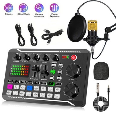 F998 Podcast Live Soundkarte Audio Mixer Mikrofon Set Aufnahmestudio Streaming Kit