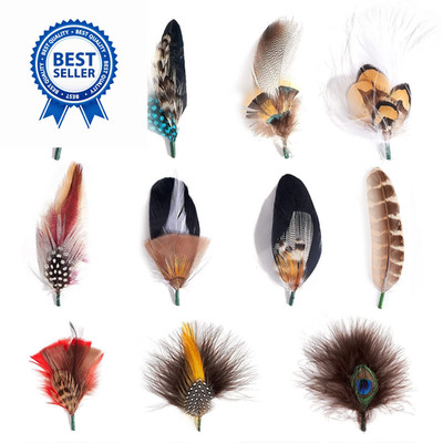 MIX BROWN Hat Feathers, Assorted Natural Feather Packs One Size, 11 Pcs