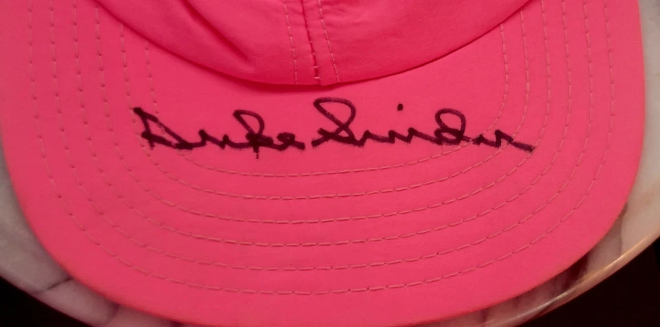 Duke Snider Signed Hat Autographed HOF Dodgers Vintage Pink Cap - Image 2 of 4