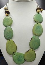 Tagua Nut Necklace Sea Foam Green Adjustable To 28 Inches Includes FREE Gift Bag