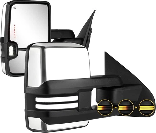 For 2015-2019 Chevy Silverado GMC Sierra 2500HD 3500HD Pair Chrome Tow Mirrors