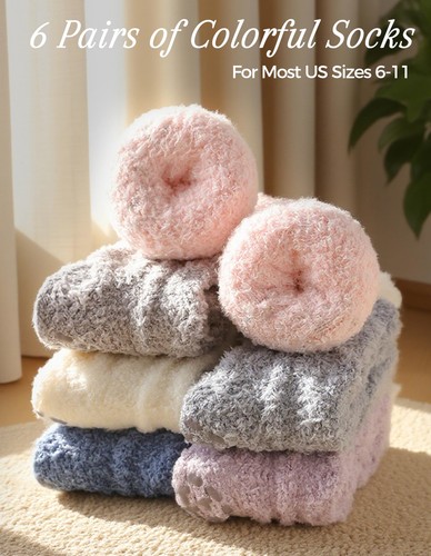 Rutschfeste flauschige Socken für Damen, weiche kuschelig warme Winter Slipper Krankenhaus Socken... - Bild 6 von 6