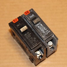 One Lot of 2 Eaton Cutler Hammer BR120 1 Pole 20 Amp Plug In Breakers OG 57/58
