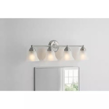 Ashhurst 32.75 In. 4-Light Brushed Nickel Bathroom Vanity Light with Frosted Gla
