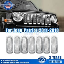 7pcs Chrome Mesh Grille Insert Trim Cover Bezel Kit For Jeep Patriot 2011-2018