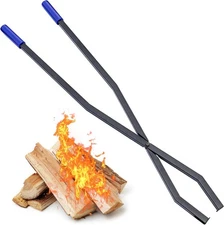 40'' Fire Tongs for Fire Pit Heavy Duty Firewood Grabber Tool Metal Log Grabber 