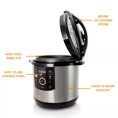 #ad #ad 12 Qt. Black and Silver Electric Pressure Cooker with Automatic Shut Off and ... $179.70