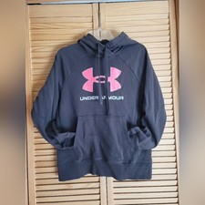 Under Armour Grey and pink Hoodie womens Small pocket and hood loose fit cozy