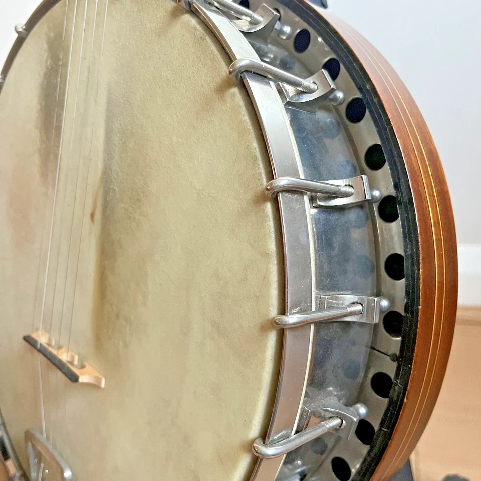 Antique Clifford Essex The Popular 5 String Open Back Banjo w/ resonator, case - Image 4 of 4