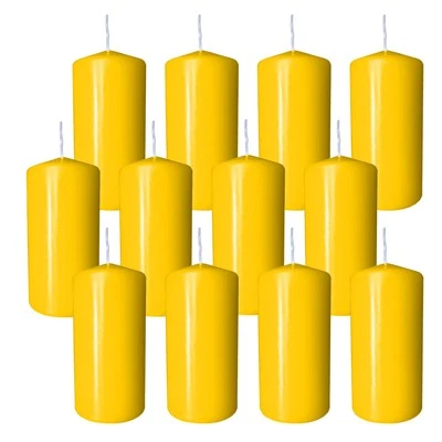 0,06 €/h Stumpenkerzen 12 x 30 Stunden Brenndauer D 60 mm x H 120 mm gelb - Bild 1 von 3
